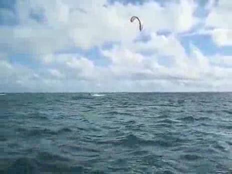 Kite Surfer Tries to Jump Boat
